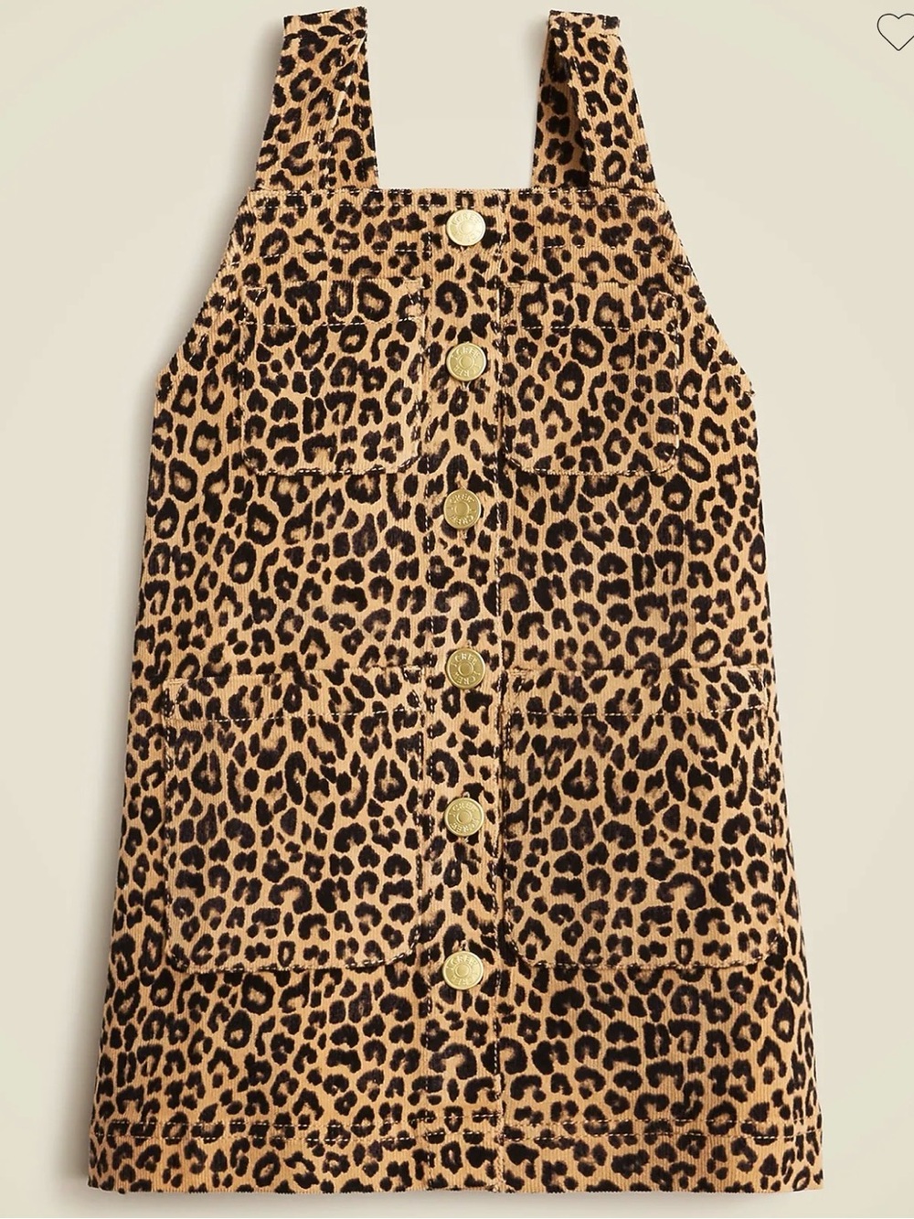 Crewcuts Girls' corduroy gold button-front dress in leopard print size 12